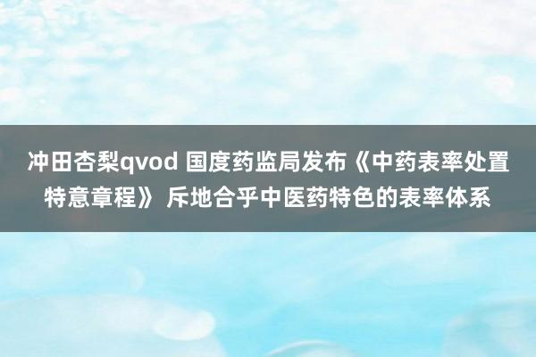 冲田杏梨qvod 国度药监局发布《中药表率处置特意章程》 斥地合乎中医药特色的表率体系